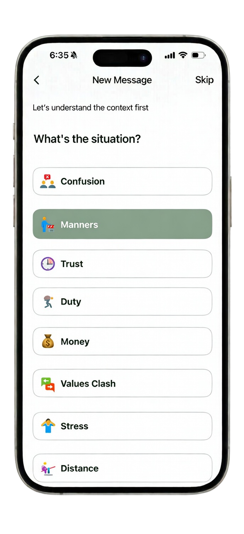 Language selection flow screen